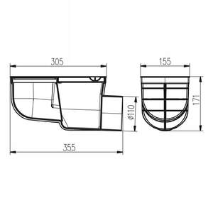 Дождеприемник DN 110, h-171 горизонтальный отвод