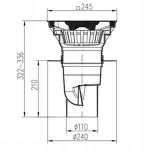 Трап - дождеприемник 245*245 мм, двухкорпусный, B125, вертикальное подключение 110 мм, чугунная решетка.