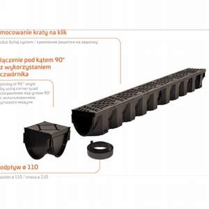 Комплект MAX DRAIN SLIM Z А15 канал з решіткою L1000/H87/B96